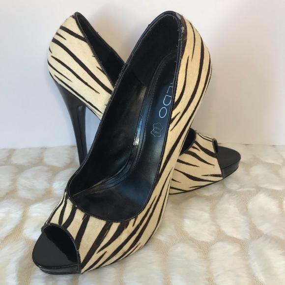 Aldo 🦓 zebra print peep toe heel - Picture 3 of 6